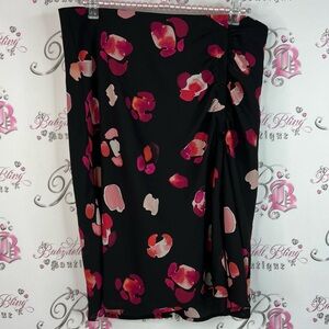 CAbi skirt flowers Black and red cream Pink Floral Pencil Skirt zip up button